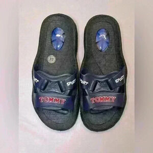 Vintage Tommy Sport Slide Sandals Blue/Black Not Worn Size 44 ~U.S. Size 10